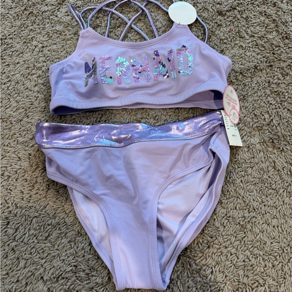Justice Lavender Mermaid Kids Swim Bikini